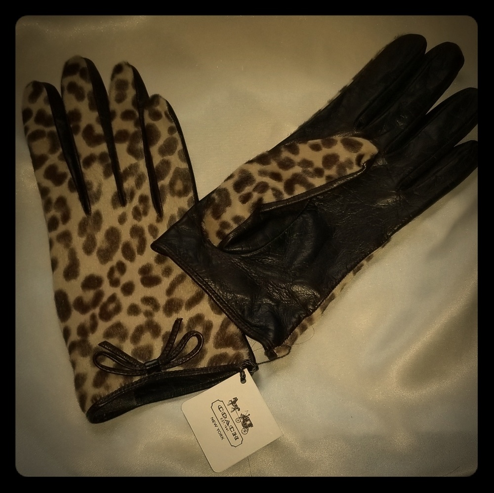 Coach Ocelot and Leather Gloves